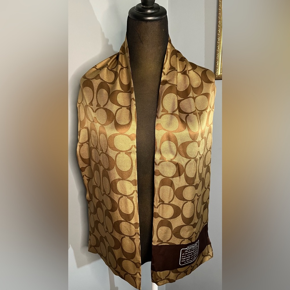 AUTHENTIC COACH 100%SILK SCARF/XTRA LONG L-60”W-9.5” New in Box!